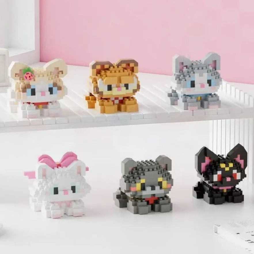 Six mini brick cats