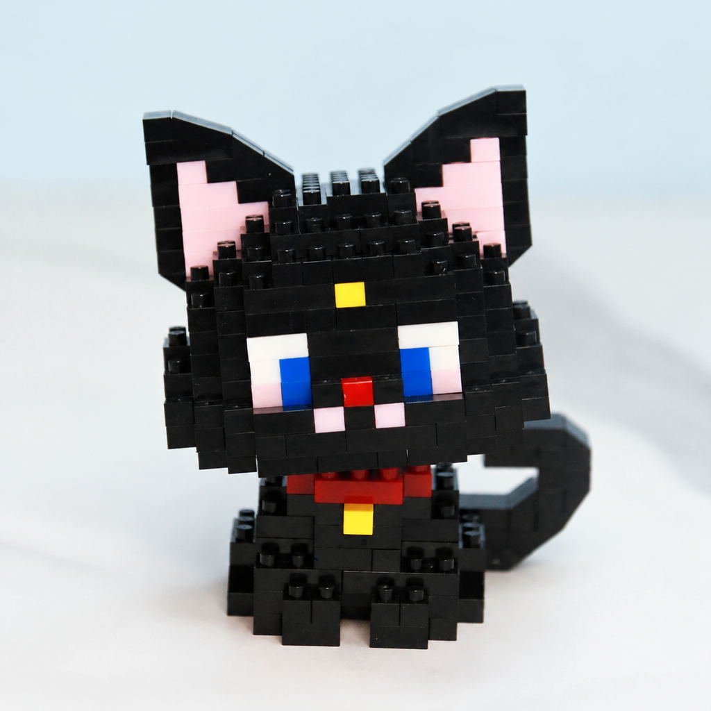 Chibi brick cat, front view