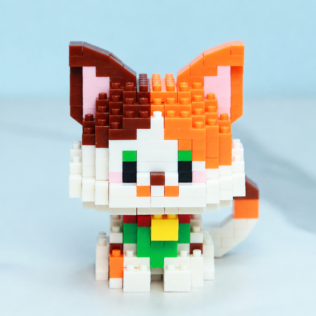 Chibi brick cat, front view