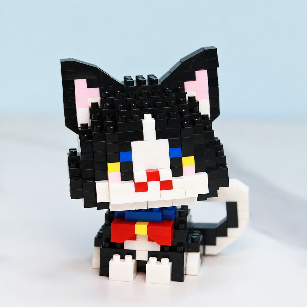 Chibi brick cat, front view