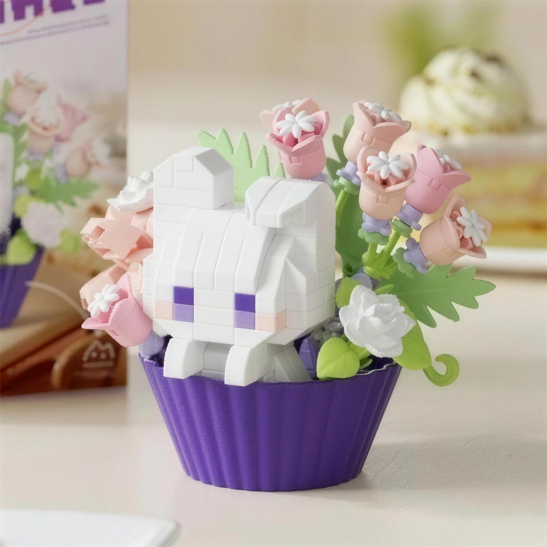 White kitty flower pal